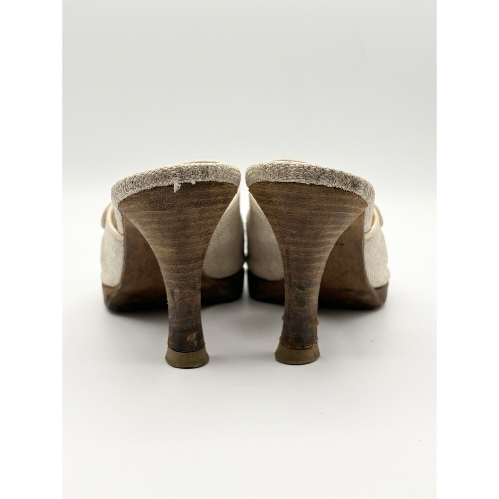Chanel Gray Canvas Turnlock Mules Sandals Heels CC Logo Vintage Y2K EU 35 - Picture 7 of 10